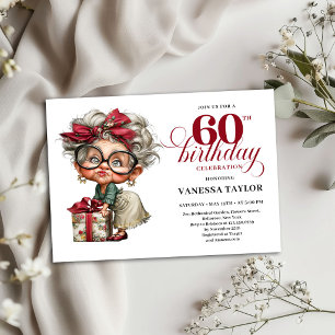 Quirky Old Woman 60th Birthday Invitation Card