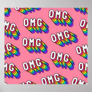 Quirky OMG Pink Comic Wallpaper Poster