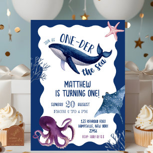 Quirky Oneder The Sea First Birthday Invitation