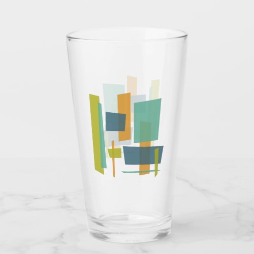 Quirky Orange Blue Green Rectangles Midcentury Glass