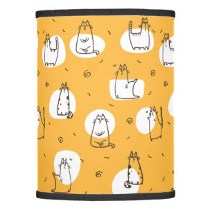 quirky orange cat pattern lamp shade