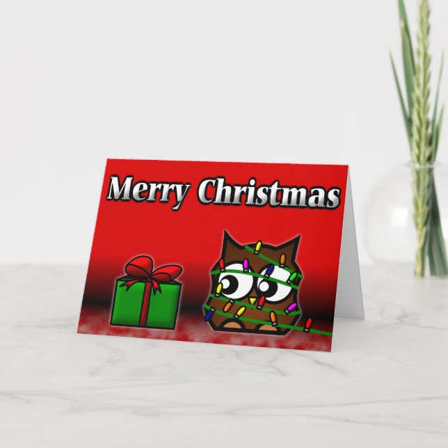 Quirky Owl Christmas Card (Front)