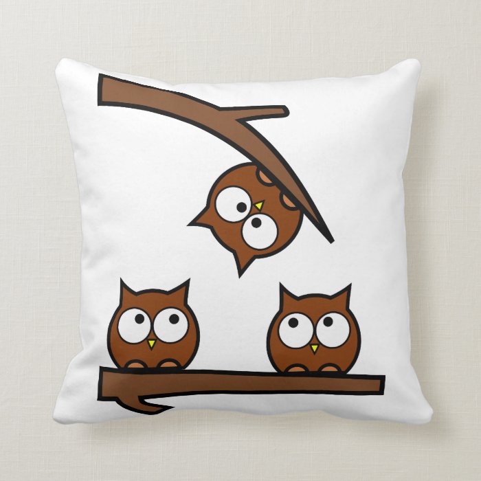 Quirky Owls Out On A Limb Pillow