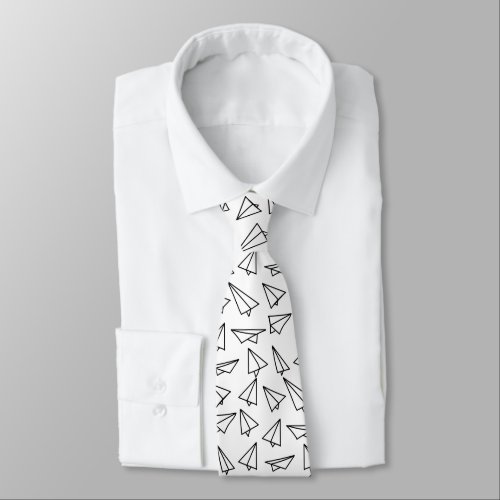 Quirky Paper Airplane Pattern Neck Tie