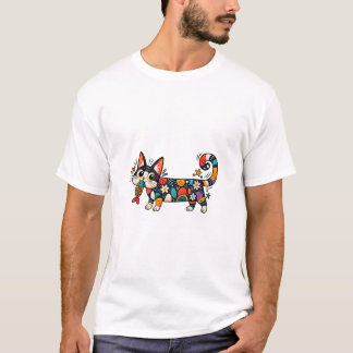 Quirky Patterned Cat T-Shirt
