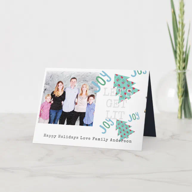 Quirky PHOTO Christmas Folk Art Typeset Card | Zazzle