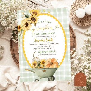 Quirky Preppy Pumpkin Sunflower Baby Shower Invitation