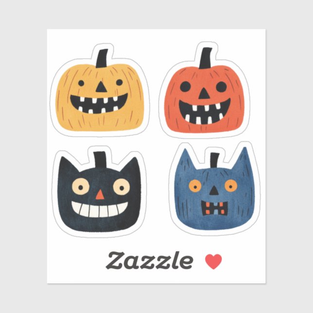 Quirky Pumpkins Spooky Cute Halloween Sticker (Sheet)