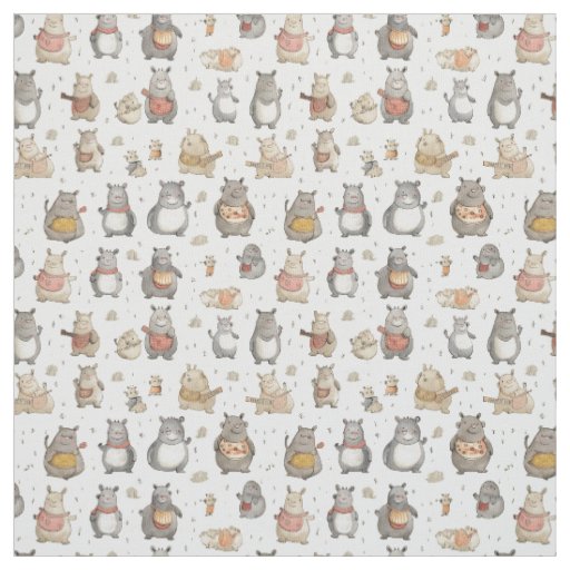 Quirky Quarters: Whimsy Hippo Fabric