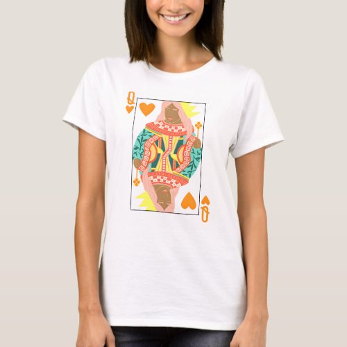 Quirky Queen of Hearts Playing Card Stylish T_Shirt