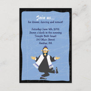 Quirky Rabbi Bar Bat Mitzvah Reception Party Card