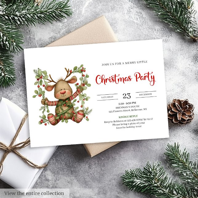 Quirky Reindeer modern chic Christmas invitation (Quirky Reindeer modern chic Christmas invitation)