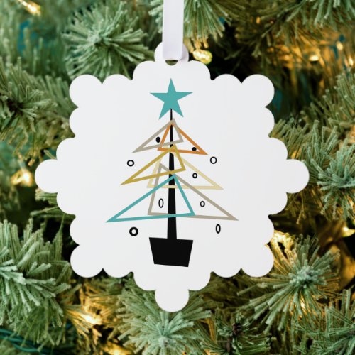 Quirky Retro Abstract Christmas Tree Mid Century Ornament Card