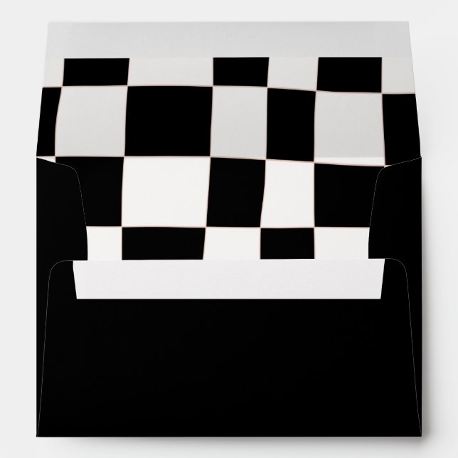 Quirky Retro Black White Checkerboard  Envelope (Back (Bottom))