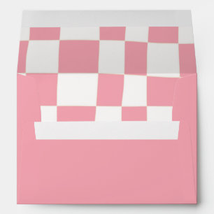 Quirky Retro Blush Pink White Checkerboard Envelope