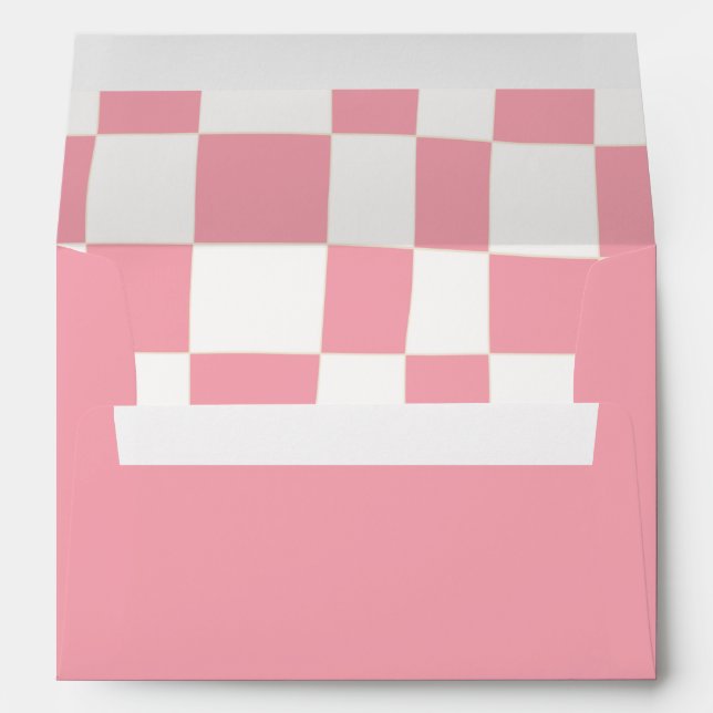 Quirky Retro Blush Pink White Checkerboard  Envelope (Back (Bottom))