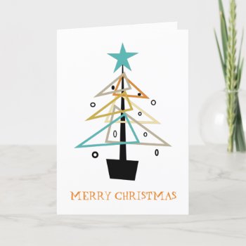 Quirky Retro Christmas Tree Mid Century Modern Holiday Card by wuyfavors at Zazzle