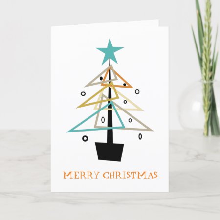 Quirky Retro Christmas Tree Mid Century Modern Holiday Card