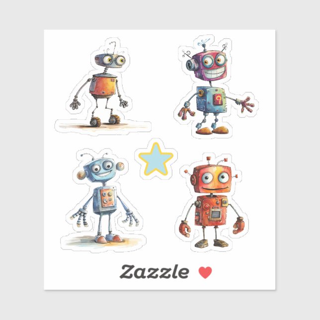 Quirky Robots (5 - 8) Sticker (Sheet)