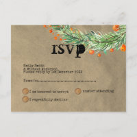 Quirky Rustic Christmas Event RSVP Doodle Art Invitation Postcard