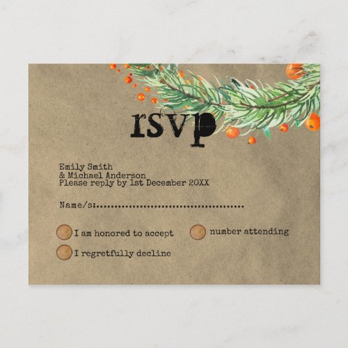 Quirky Rustic Christmas Event RSVP Doodle Art Invitation Postcard