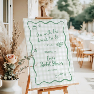 Quirky Sage Green Bridal Tea Party Welcome Foam Board