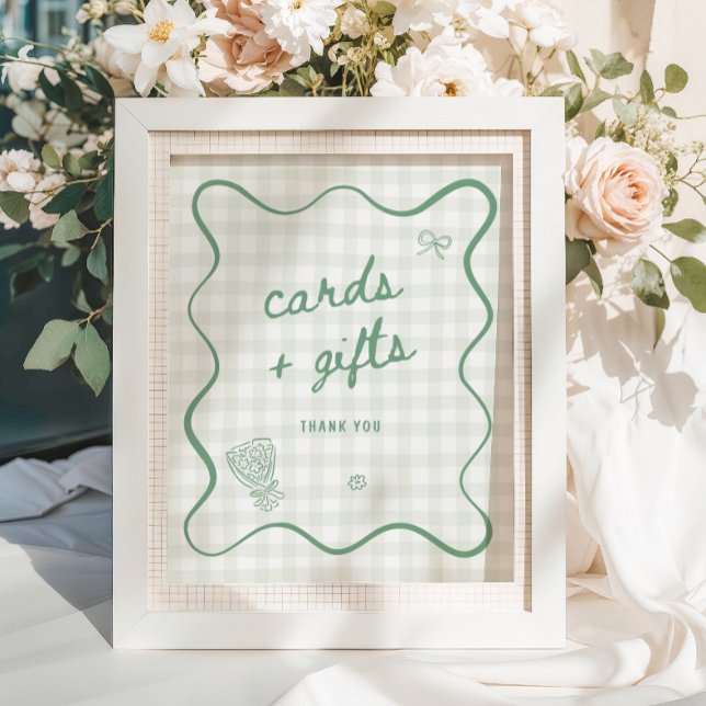Quirky Sage Green Gingham Cards & Gifts Poster (Creator Uploaded)