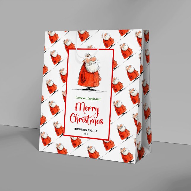 Quirky Santa Claus cheerful holiday gift bags (Quirky Santa Claus cheerful holiday gift bag design)