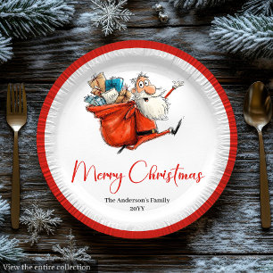 Quirky Santa Claus Watercolor Festive Tableware Paper Plates
