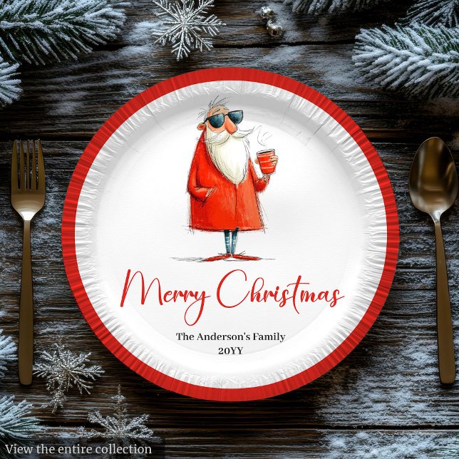 Quirky Santa Claus Watercolor Kids Party Plates (Quirky Santa Claus Watercolor Kids Party Plates

)