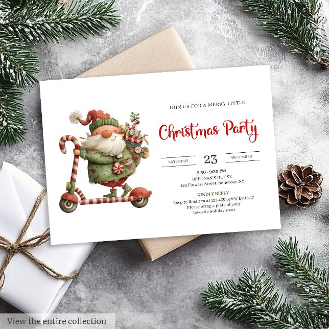 Quirky Santa Watercolor Scandinavian Party Invites (Quirky Santa Watercolor Scandinavian Party Invitation

)