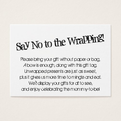 Quirky Say No to Wrapping Baby Shower Gift Card