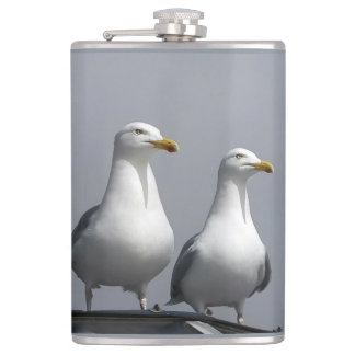 Quirky Seagull Couple Mr & Mrs Gully Stand Proud Flask