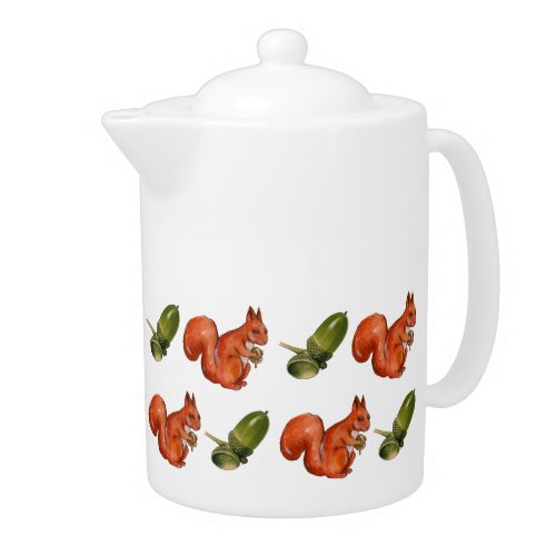 Quirky Squirrel and Acorn Pattern Teapot