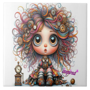 Quirky Steampunk Girl Inspired Ceramic Tile