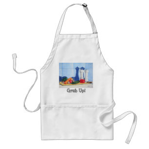 quirky still life art of peppers courgette carrots adult apron