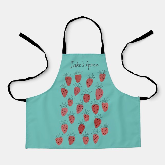 Quirky Strawberry Pattern Apron (Front)