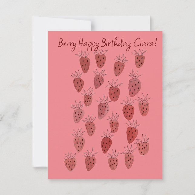 Quirky Strawberry Pattern Birthday Card (Front)