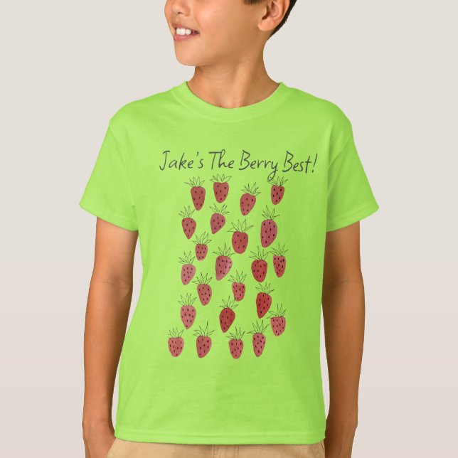 Quirky Strawberry Pattern Boy’s T-Shirt (Front)