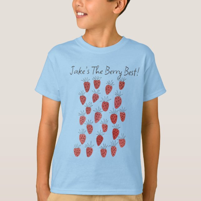 Quirky Strawberry Pattern Boy’s T-Shirt (Front)