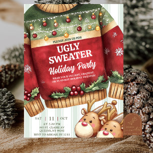 Quirky Stripes Ugly Christmas Sweater Invitation