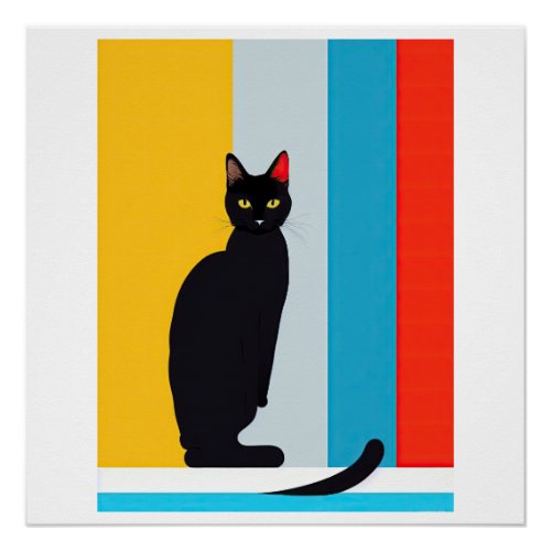 Quirky stylish Black Cat Glossy Poster