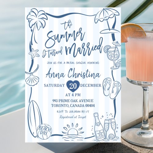 Quirky Summer I Turned Married Bridal Shower Invitation