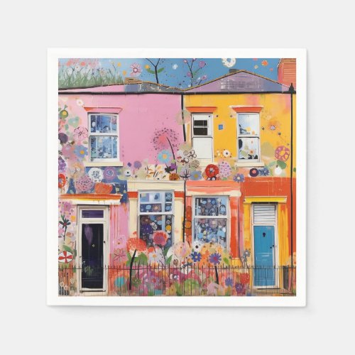 Quirky Terraced Houses Napkins