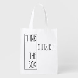 Quirky Think Outside the Box Quote Grocery Bag
