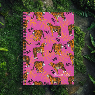 Quirky Tiger Pattern on Bright Pink Planner