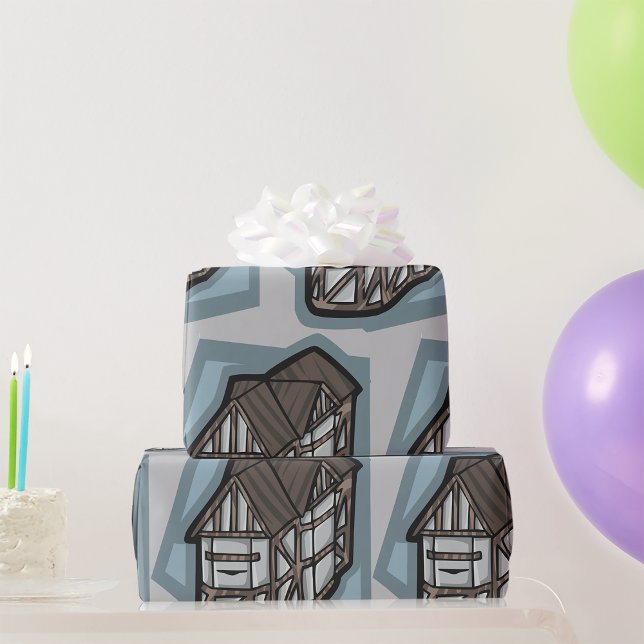 Quirky Tudor House Medieval Architecture  Wrapping Paper (Creator Uploaded)