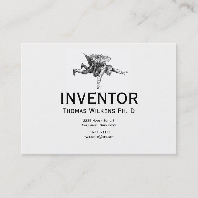 Quirky Vintage Inventor Business Card (Front)