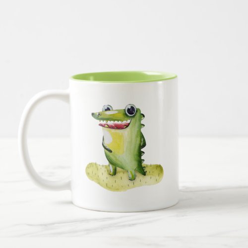 Quirky Watercolor Gator Collectible Two_Tone Coffee Mug