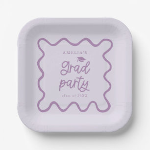 Quirky Wavy Line Purple Grad Party Paper Plates
